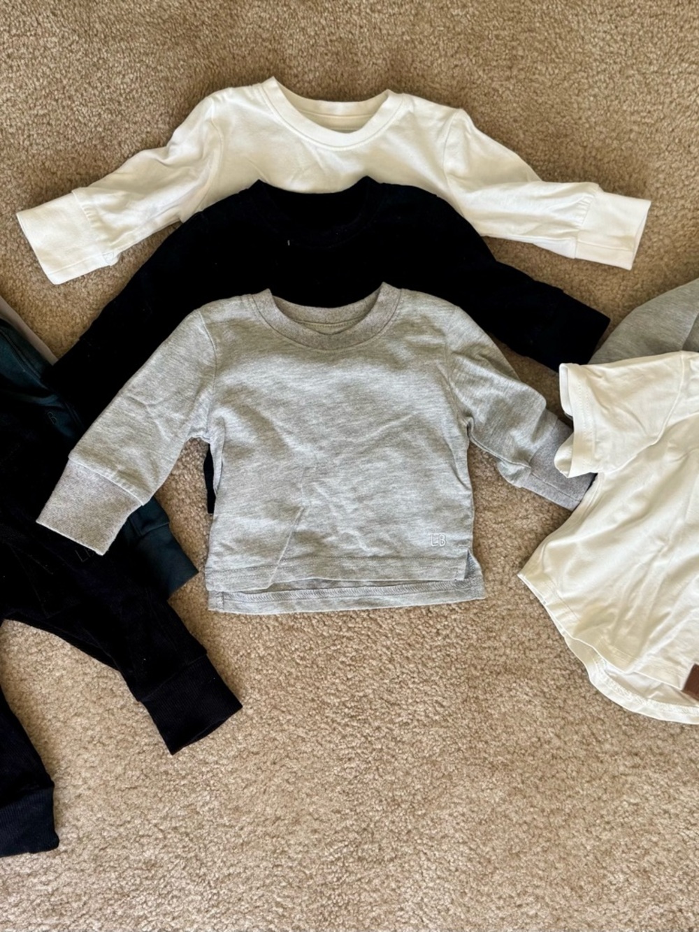 Little Bipsy Kids Long-Sleeve Tops - White, Black, Gray